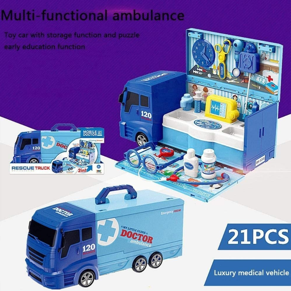 Set Camión Ambulancia 2 En 1 Con Accesorios