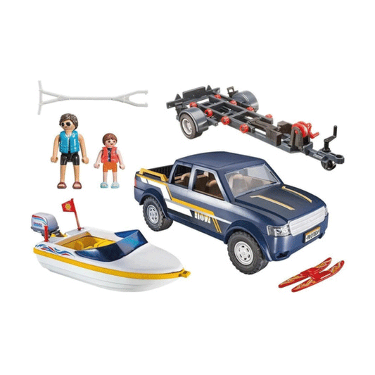 Camioneta Pick Up Playmobil con Lancha y Remolque