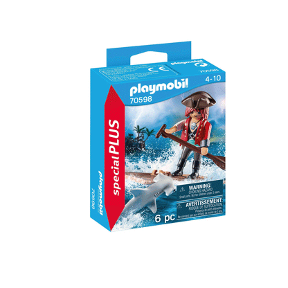 Pirata con Balsa Playmobil y Tiburon Martillo