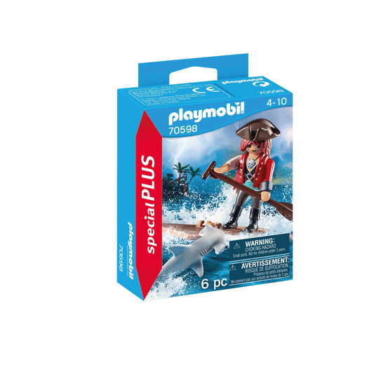 Pirata con Balsa Playmobil y Tiburon Martillo
