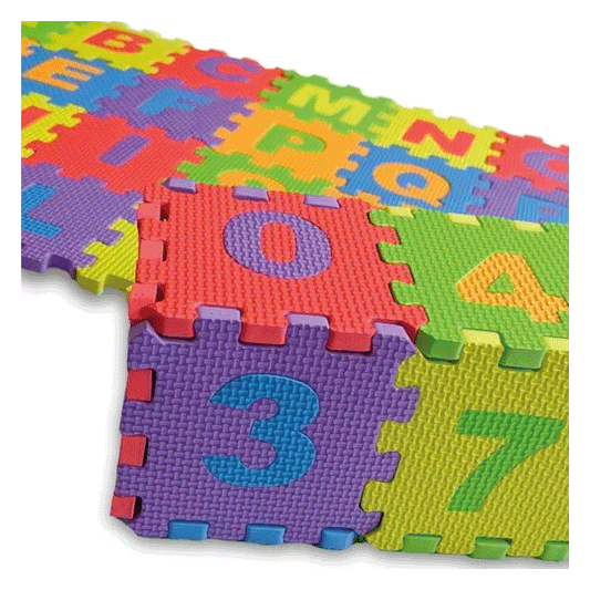Piso De Goma Eva Encastrable 36pcs Números Y Letras